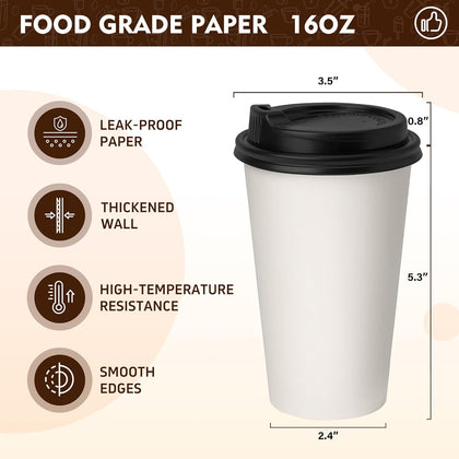 16oz Hot Coffee Cups with Lid