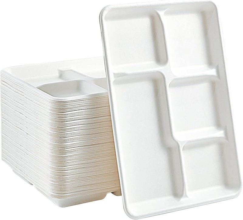 5 Compartment Compostable Tray 500pcs/case