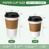 16oz Hot Coffee Cups with Lids and Sleeves