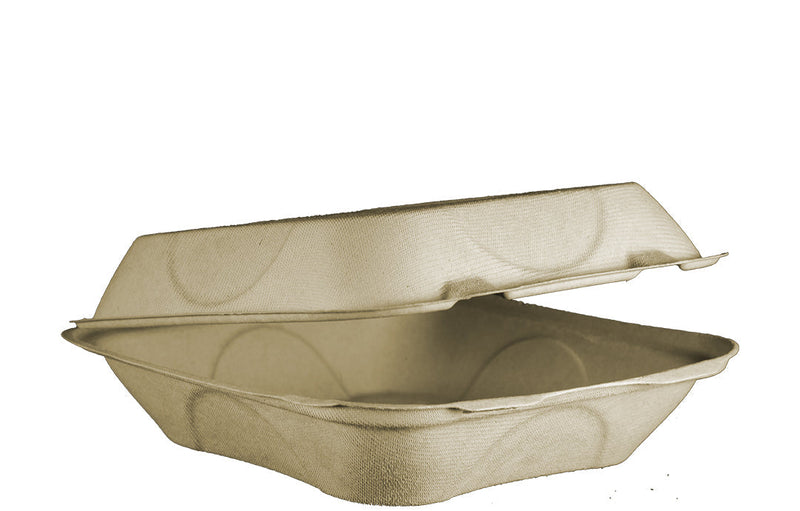 8"x8"x3" Compostable Fiber Clamshell - 300 Count