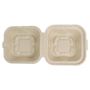 8"x8"x3" Compostable Fiber Clamshell - 300 Count
