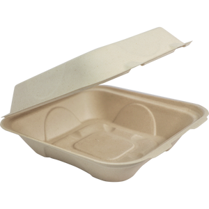 9"x9"x3" Compostable Fiber Clamshell - 300 Count