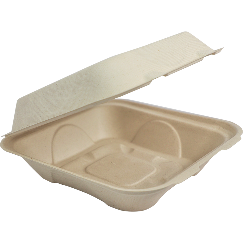 9"x9"x3" Fiber Clamshell PLA Lined - 100 Count