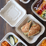 8"x8"x3" Compostable Fiber Clamshell - 300 Count