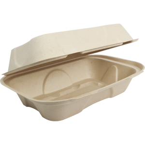 9"x6"x3" Compostable Fiber Hoagie Box - 500 Count