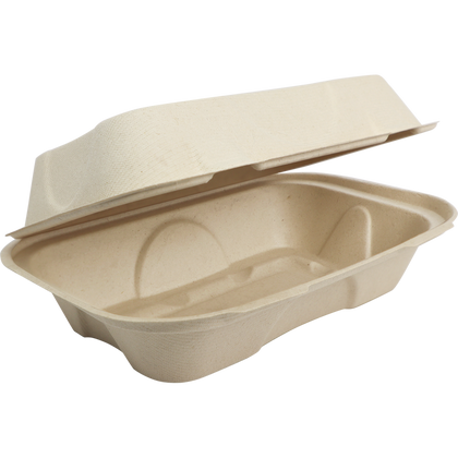 9"x6"x3" Compostable Fiber Hoagie Box - 500 Count
