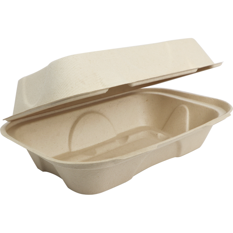 9"x6"x3" Compostable Fiber Hoagie Box - 500 Count